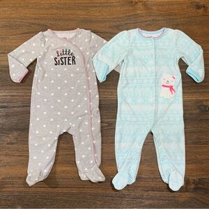 Carter’s baby girls size 6-9 months fleece sleepers pjs pajamas set of 2